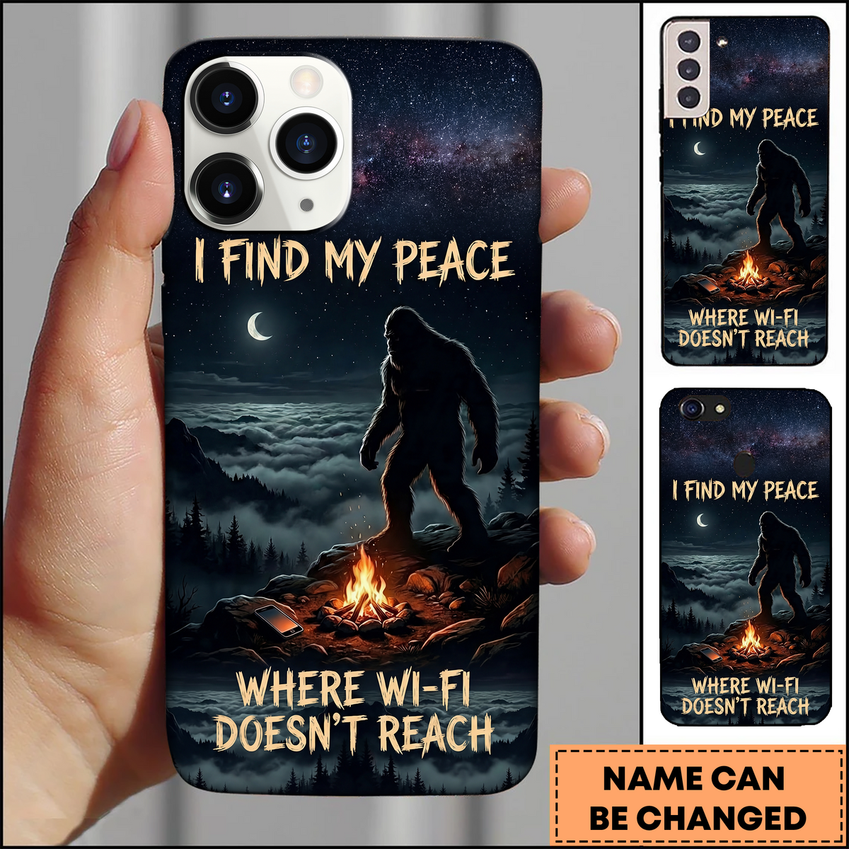 Blisscorners Bigfoot Nature Quote I Find My Peace 3D Phonecase