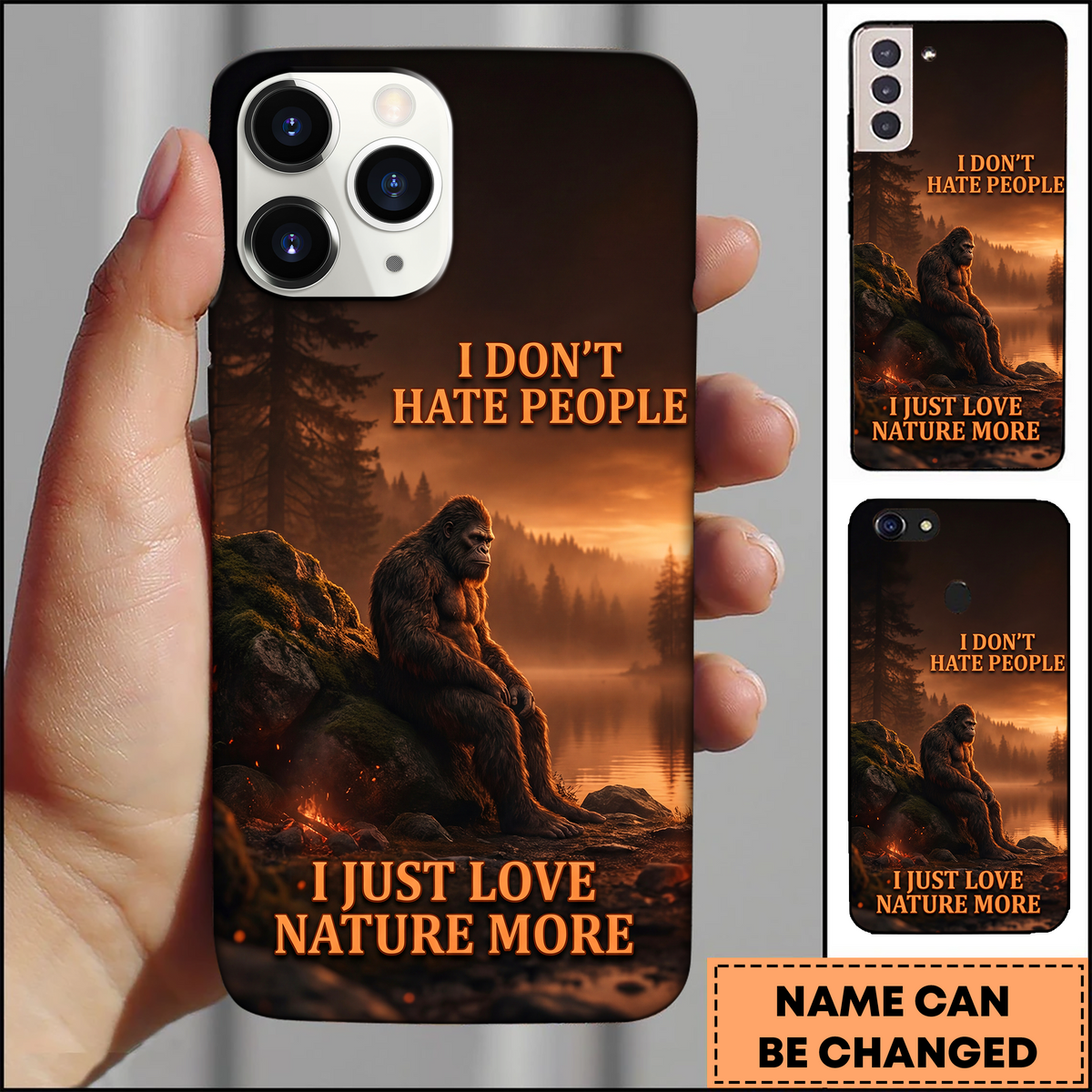 Blisscorners Bigfoot Sunset Forest I Just Love Nature More 3D Phonecase