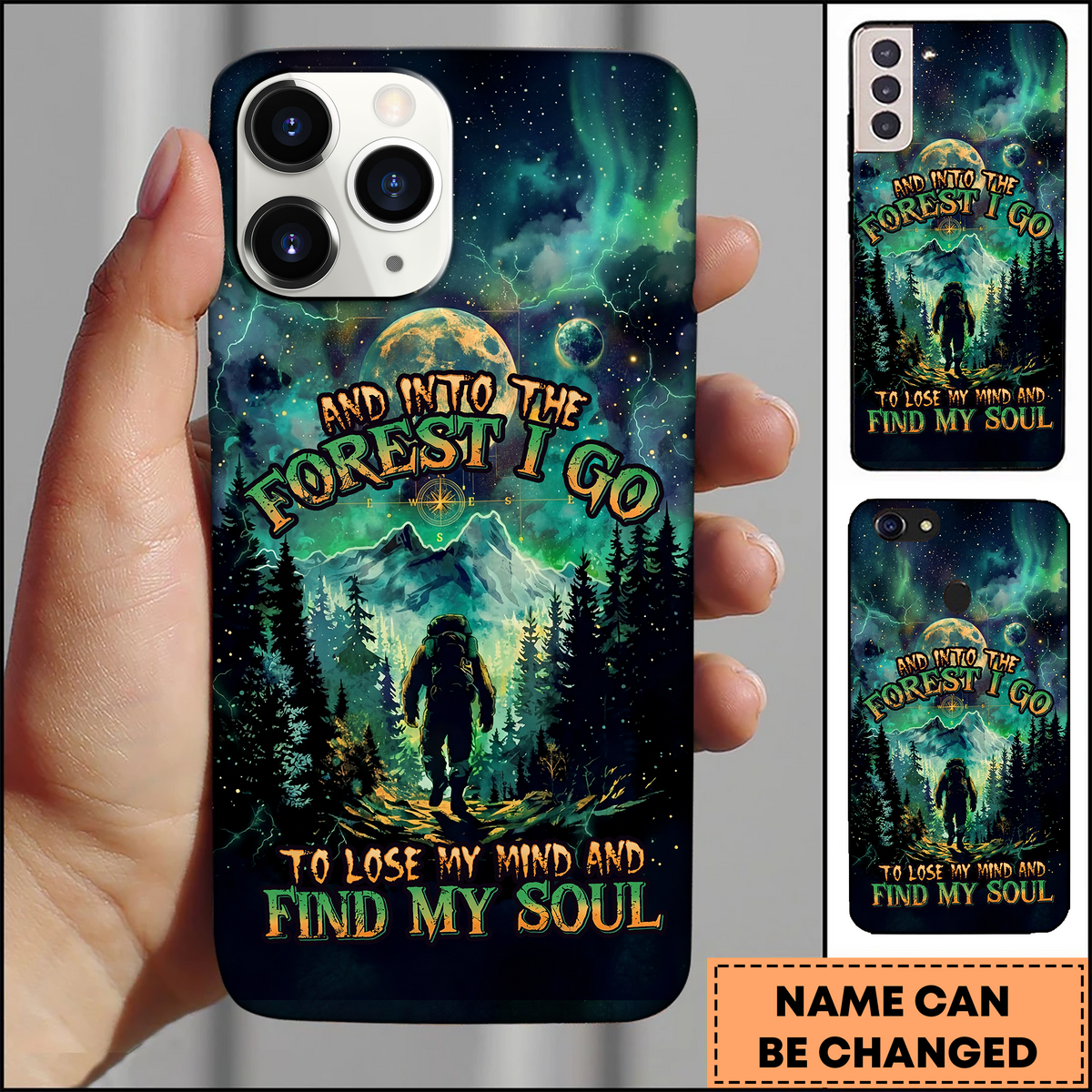 Blisscorners Bigfoot Mountain Forest Quote And Into The Forest I Go 3D Phonecase