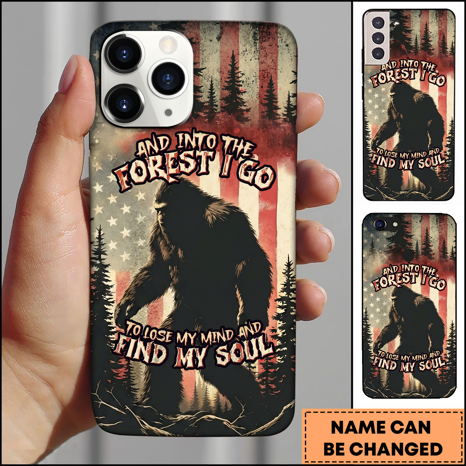 Blisscorners Sasquatch USA Flag Vintage Art 3D Phonecase