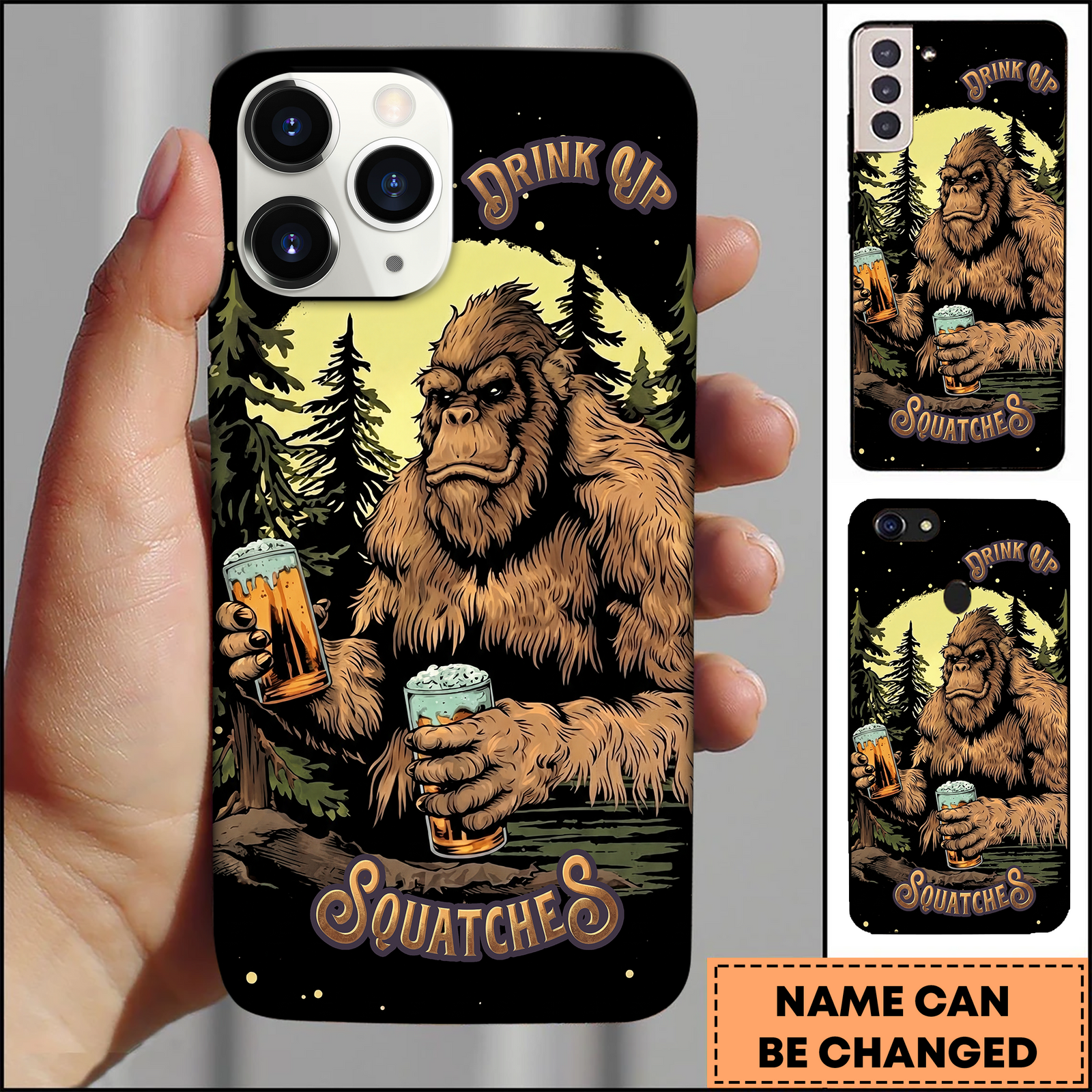Blisscorners Sasquatch Beer Drinking Funny Art 3D Phonecase