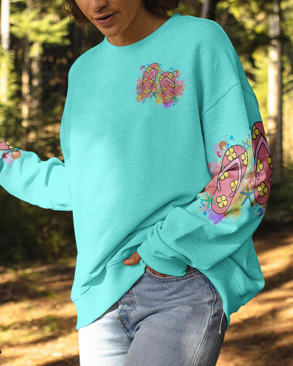 BLISSCORNERS I AIN'T GONNA GO IF I CAN'T WEAR FLIP FLOPS ALL OVER PRINT