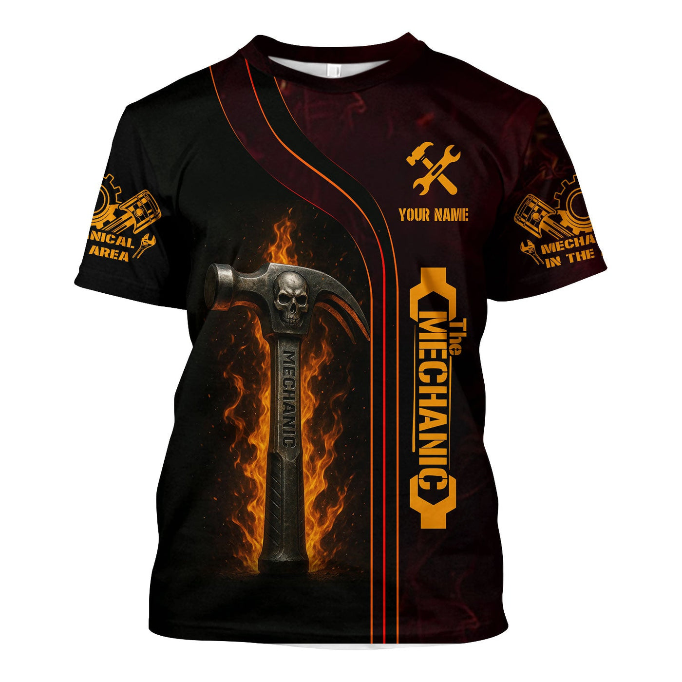 Blisscorners Personalized T-Shirt If Mike Can't Fix It We're All Screwed Hammer Skull Design Shirt for Mechanics