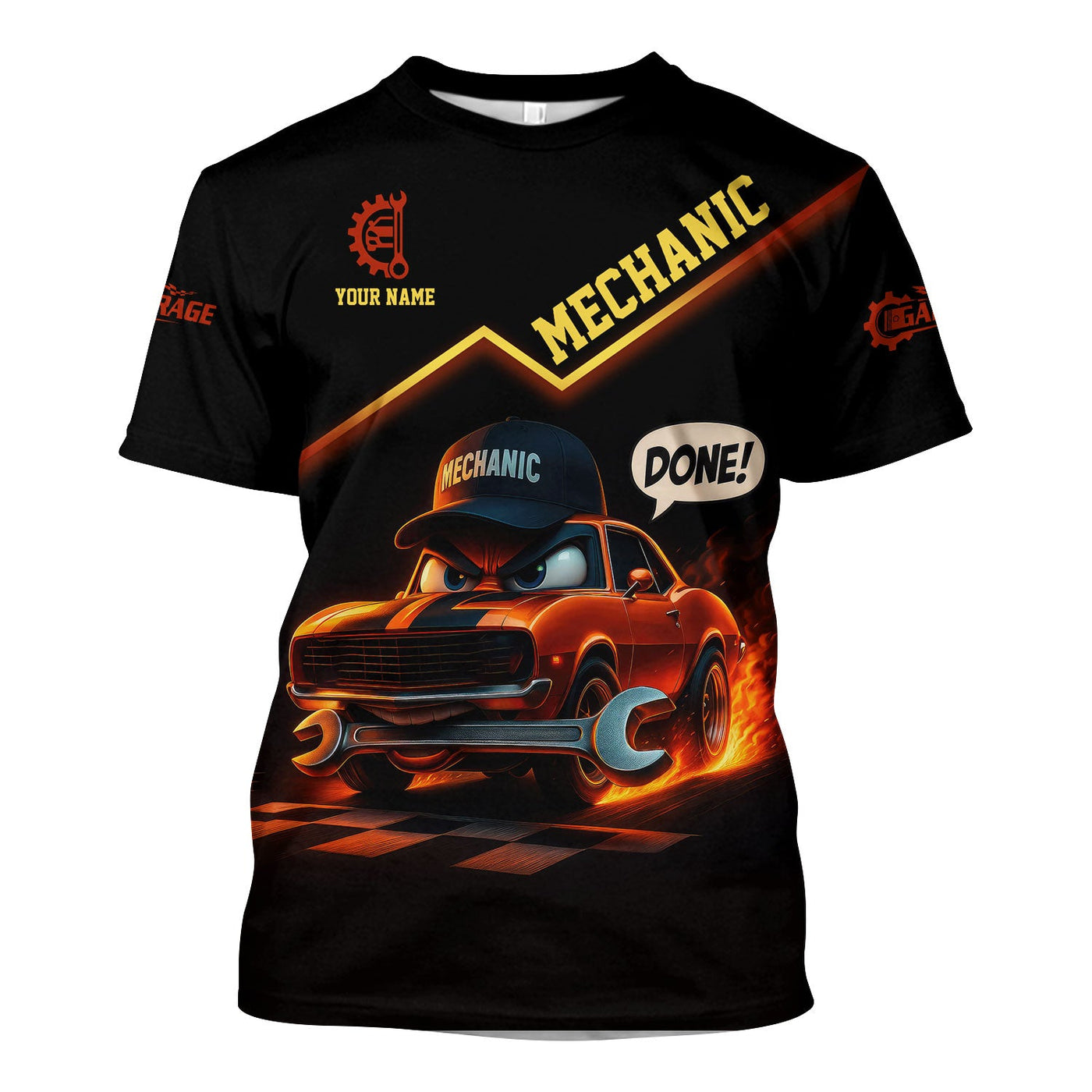 Blisscorners Personalized T-Shirt I'm A Mechanic I Don't Stop When I'm Tired I Stop When I'm Done Funny Car Design Shirt for Mechanics
