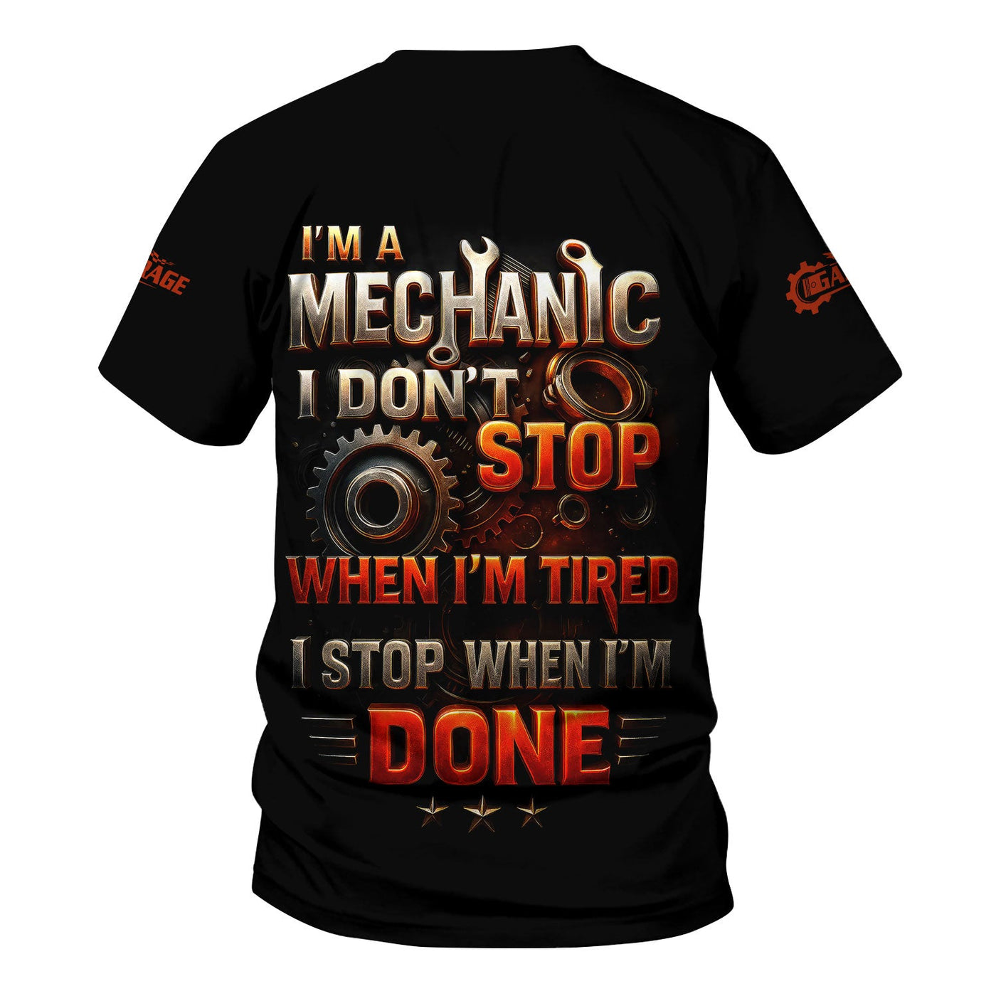 Blisscorners Personalized T-Shirt I'm A Mechanic I Don't Stop When I'm Tired I Stop When I'm Done Funny Car Design Shirt for Mechanics