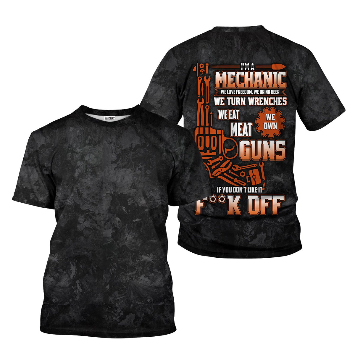 Blisscorners Funny Mechanic T Shirt We Love Freedom We Drink Beer We Turn Wrenches Auto Repair Garage Workwear Tee Patriotic Gift For Men Dad Husband