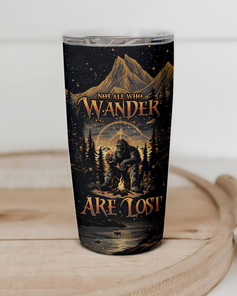 BLISSCORNERS NOT ALL WHO WANDER ARE LOST BIGFOOT COMPASS TUMBLER