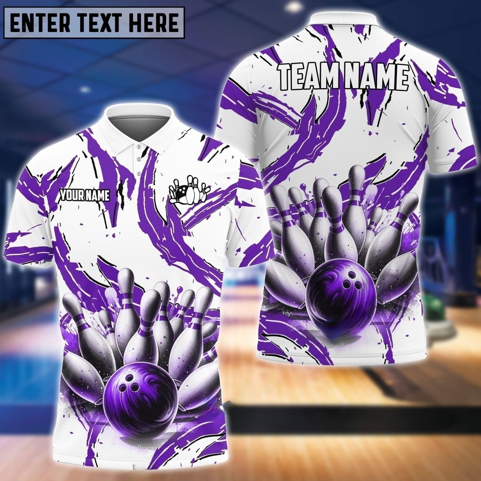 Blisscorners Bowling & Pins Sport Jersey Multicolor Option Customized Name, Team Name 3D Polo Shirt (4 Colors) 02