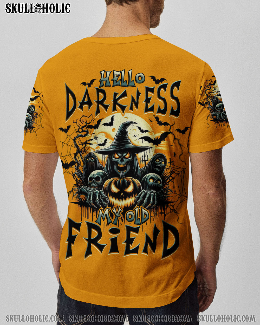 BLISSCORNERS HELLO DARKNESS MY OLD FRIEND SKULL HALLOWEEN ALL OVER PRINT