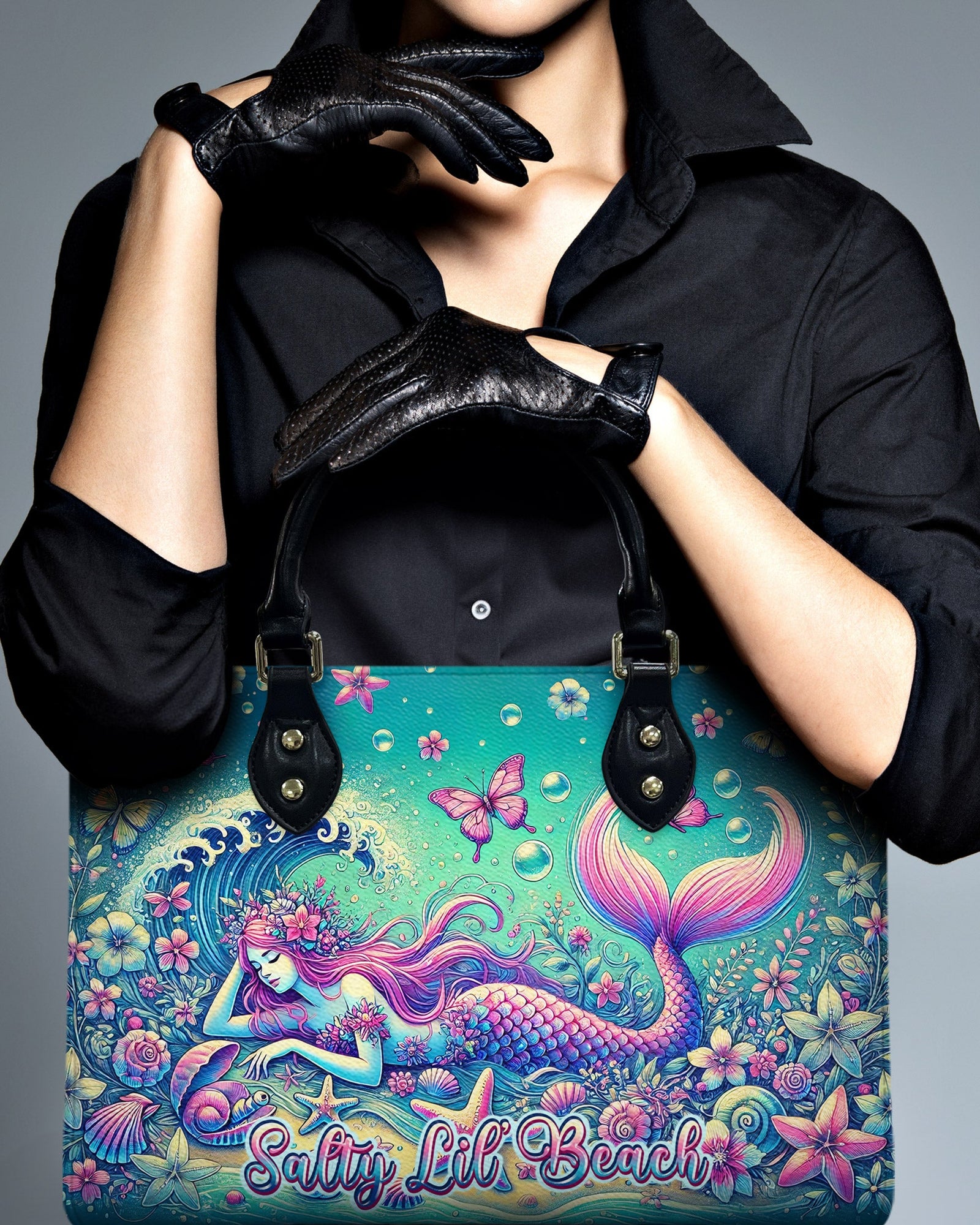 BLISSCORNERS SALTY LIL' BEACH MERMAID LEATHER HANDBAG