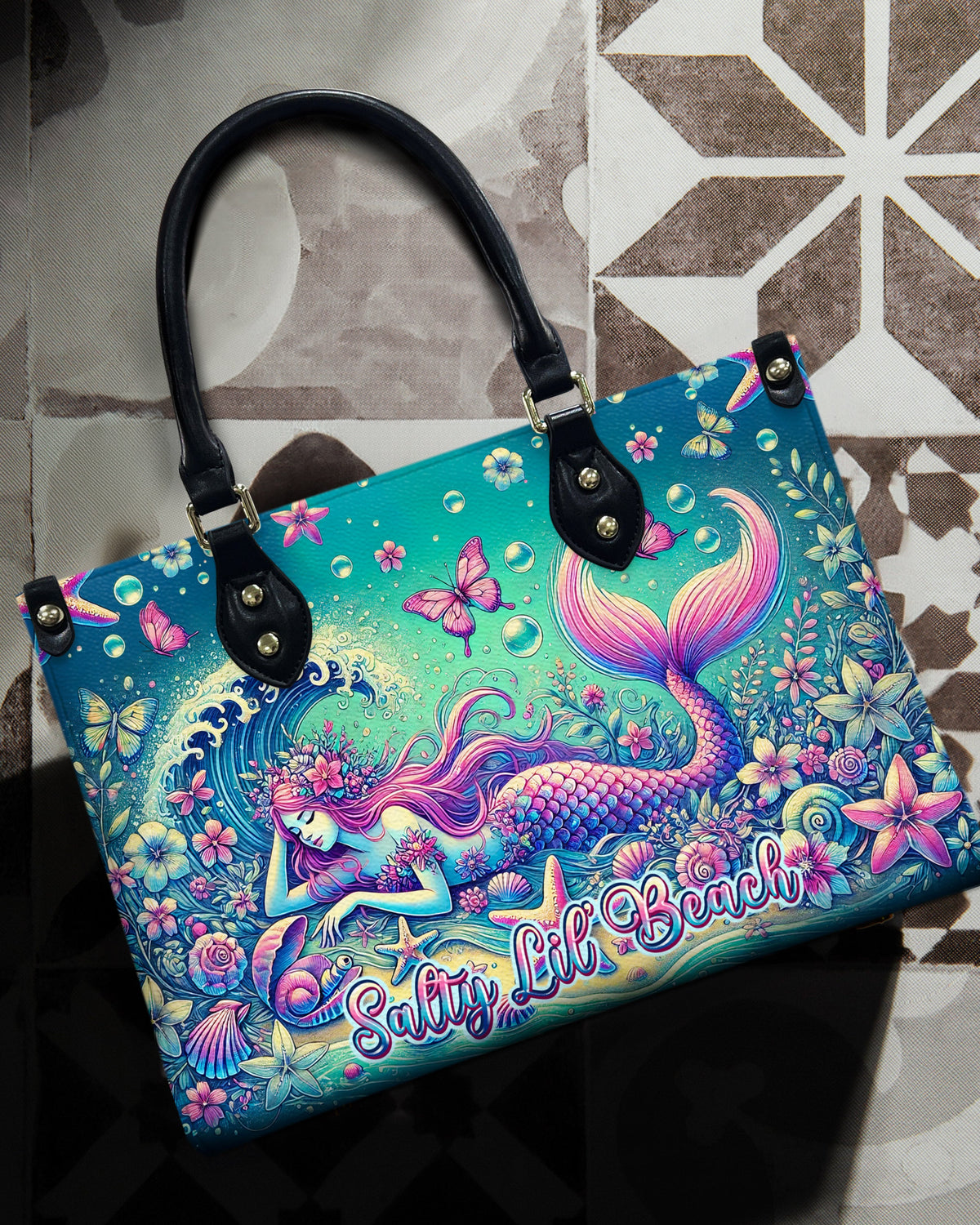BLISSCORNERS SALTY LIL' BEACH MERMAID LEATHER HANDBAG