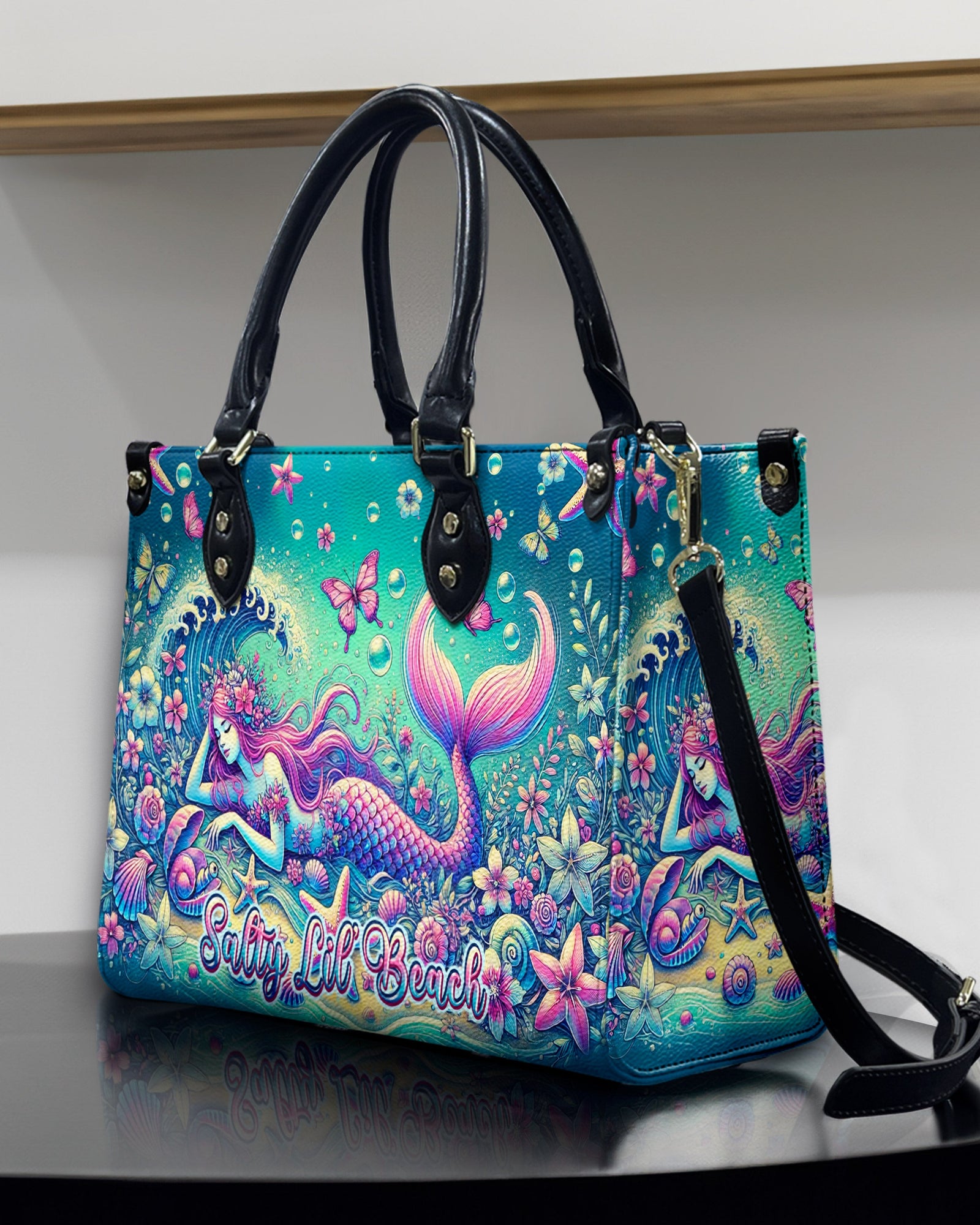 BLISSCORNERS SALTY LIL' BEACH MERMAID LEATHER HANDBAG