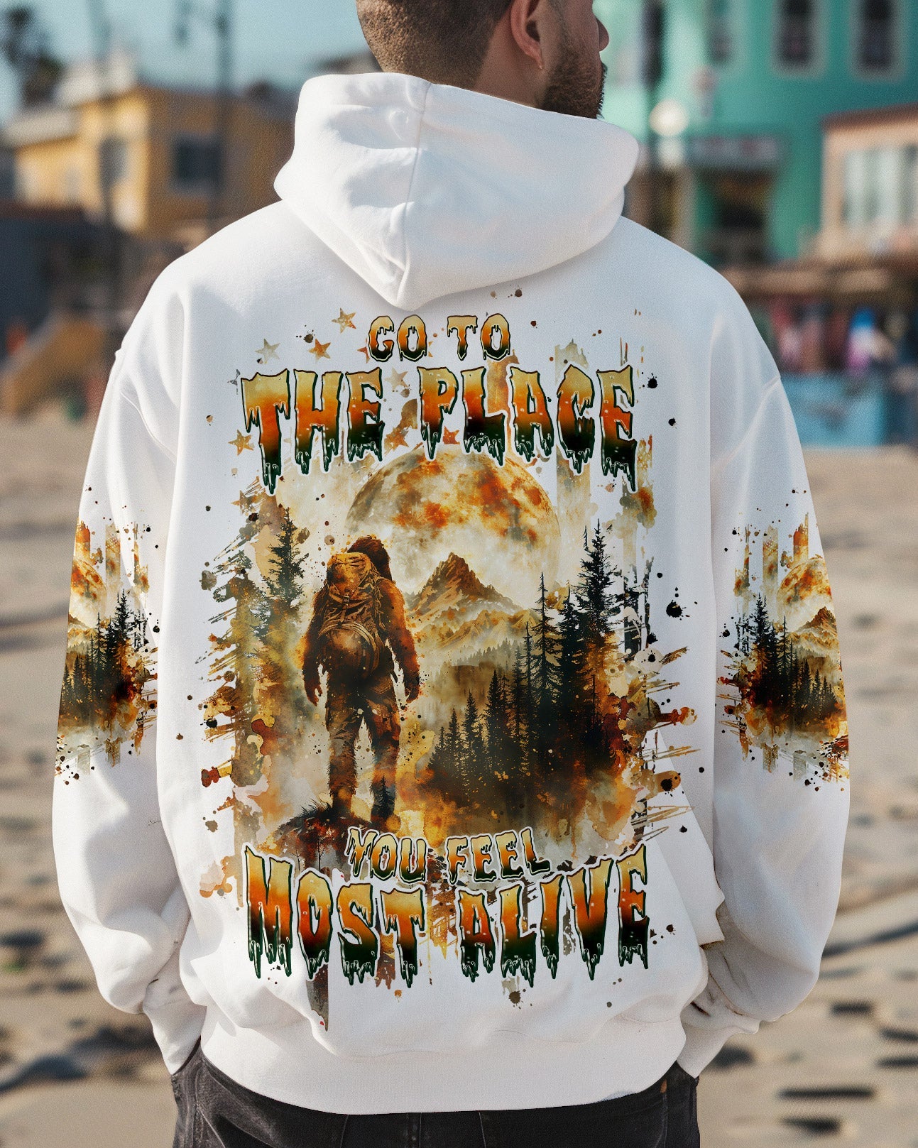 BLISSCORNERS GO TO THE PLACE YOU FEEL MOST ALIVE BIGFOOT ALL OVER PRINT