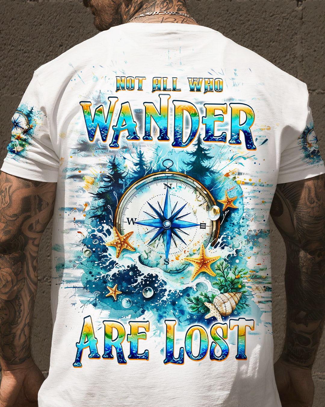 BLISSCORNERS NOT ALL WHO WANDER ARE LOST COMPASS ALL OVER PRINT