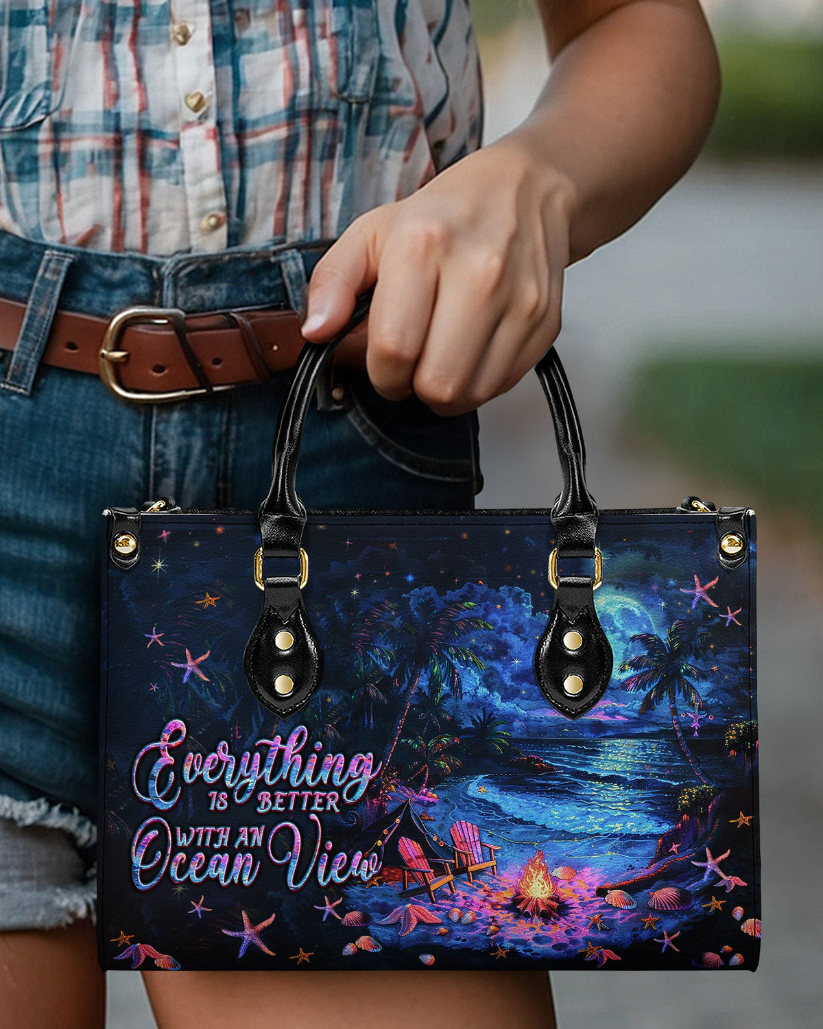 BLISSCORNERS EVERYTHING IS BETTER LEATHER HANDBAG