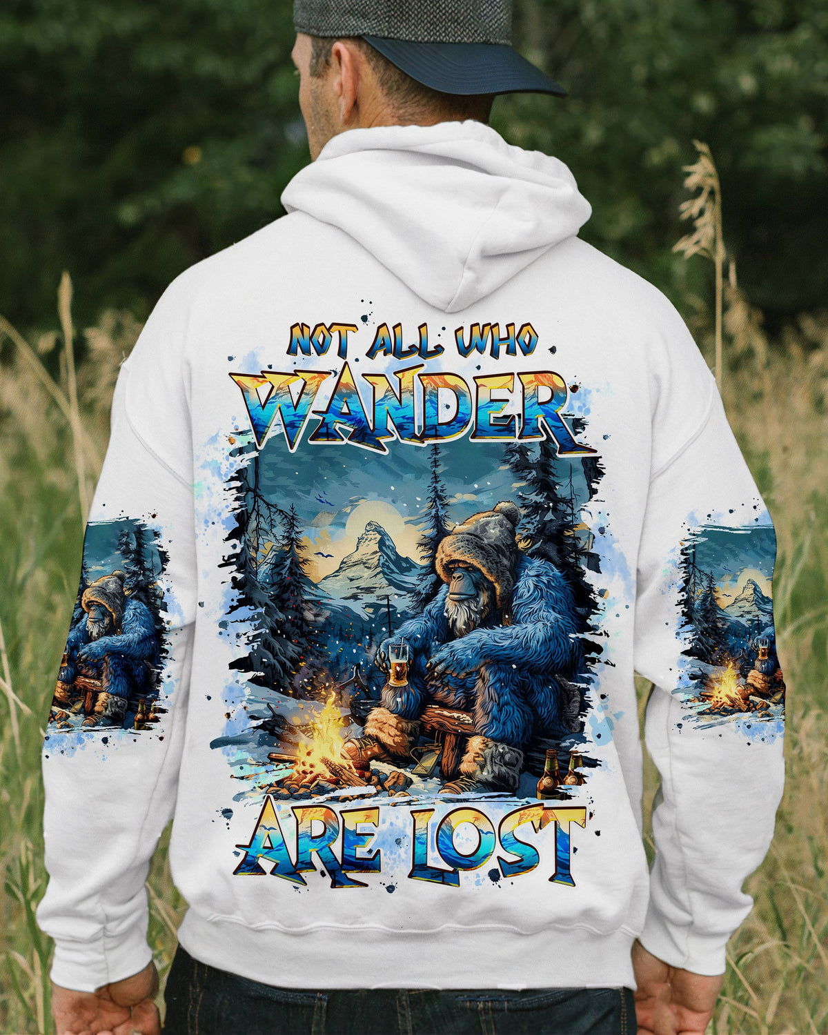BLISSCORNERS NOT ALL WHO WANDER ARE LOST BIGFOOT ALL OVER PRINT