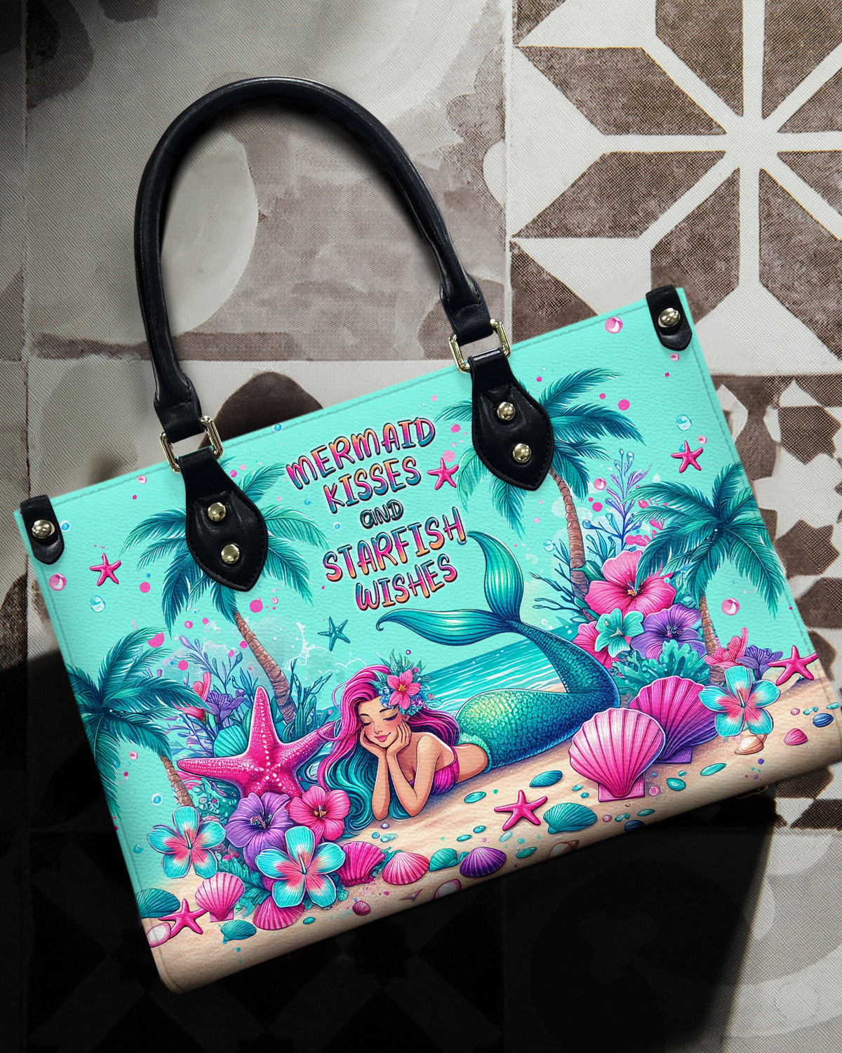 BLISSCORNERS MERMAID KISSES AND STARFISH WISHES LEATHER HANDBAG
