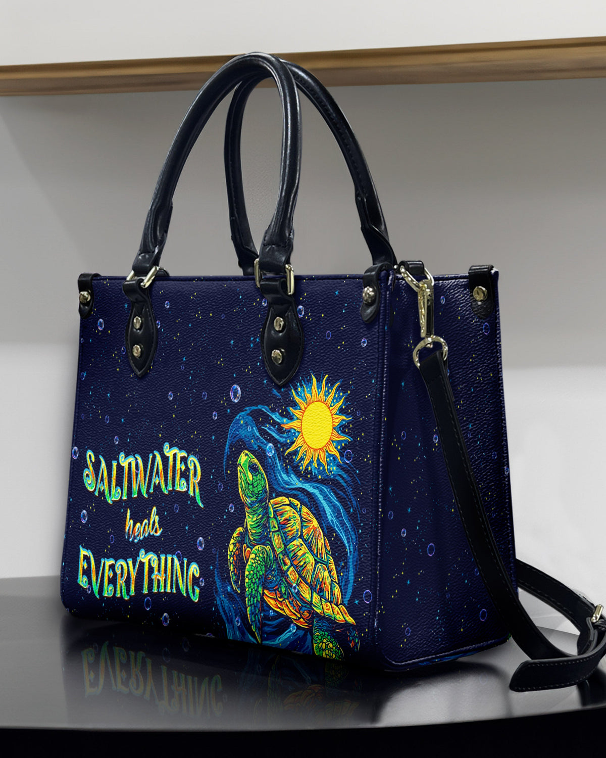 BLISSCORNERS SALTWATER HEALS EVERYTHING LEATHER HANDBAG