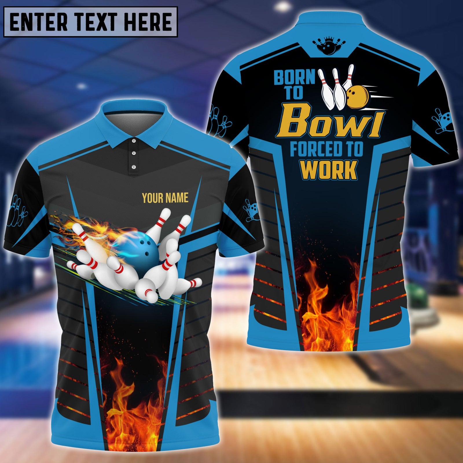 Blisscorners The Blue Bowling Ball Born To Bowl Forced To Work Personalized Name 3D Shirt