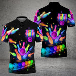 Blisscorners Bowling Party Neon with Purple Balls and White Pins on the Bright Pink 3D Shirt