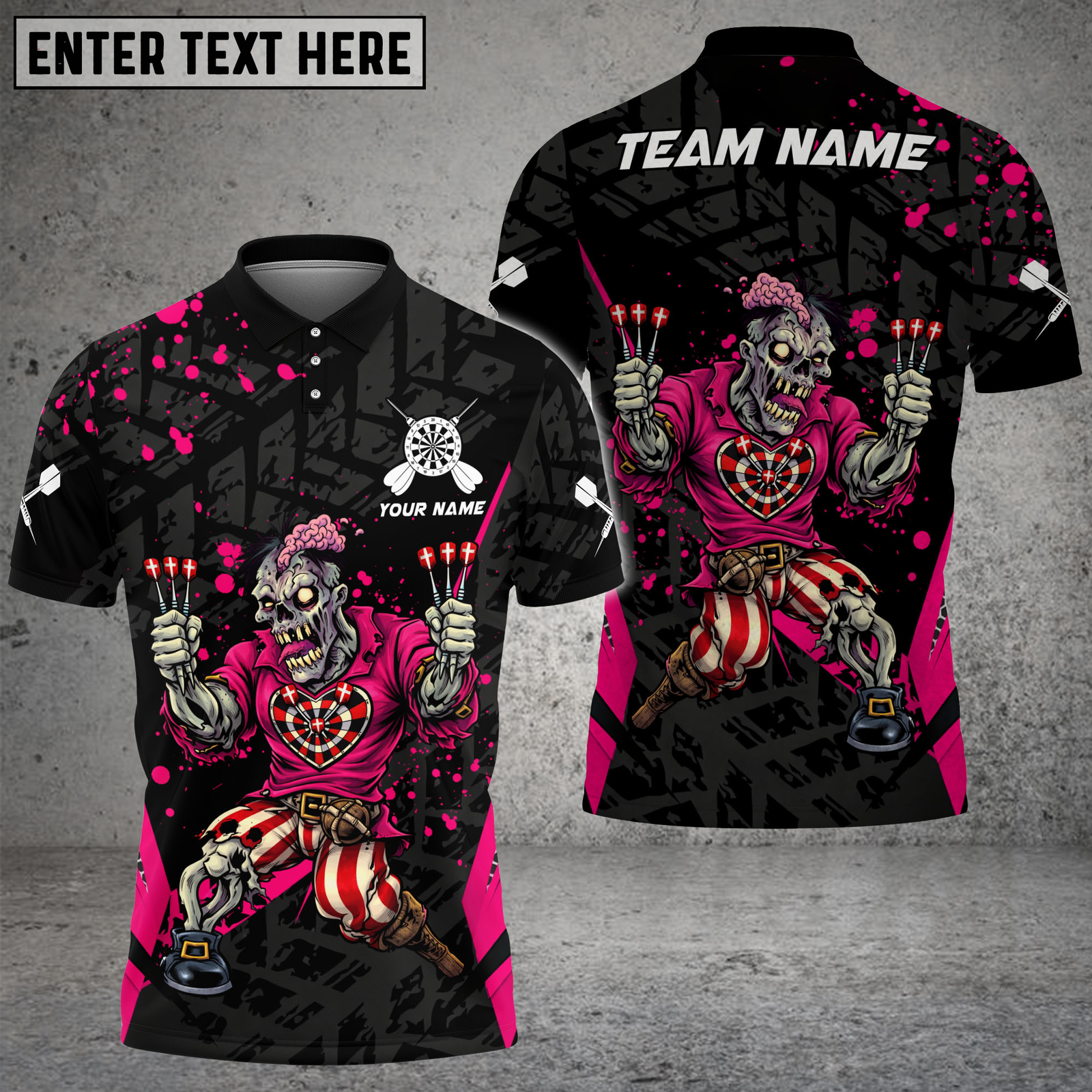 Blisscorners Zombie Darts Horror Graphic Multicolor Options Personalized Name, Team Name 3D Shirt (4 Colors)