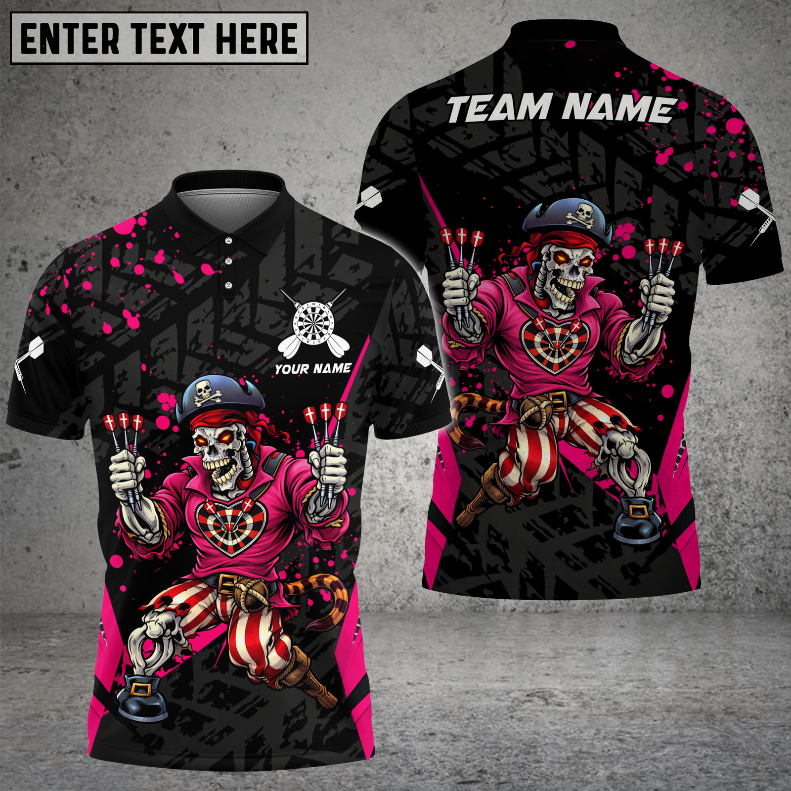 Blisscorners Pirate Skeleton Darts Warrior Multicolor Options Personalized Name, Team Name 3D Shirt (4 Colors)