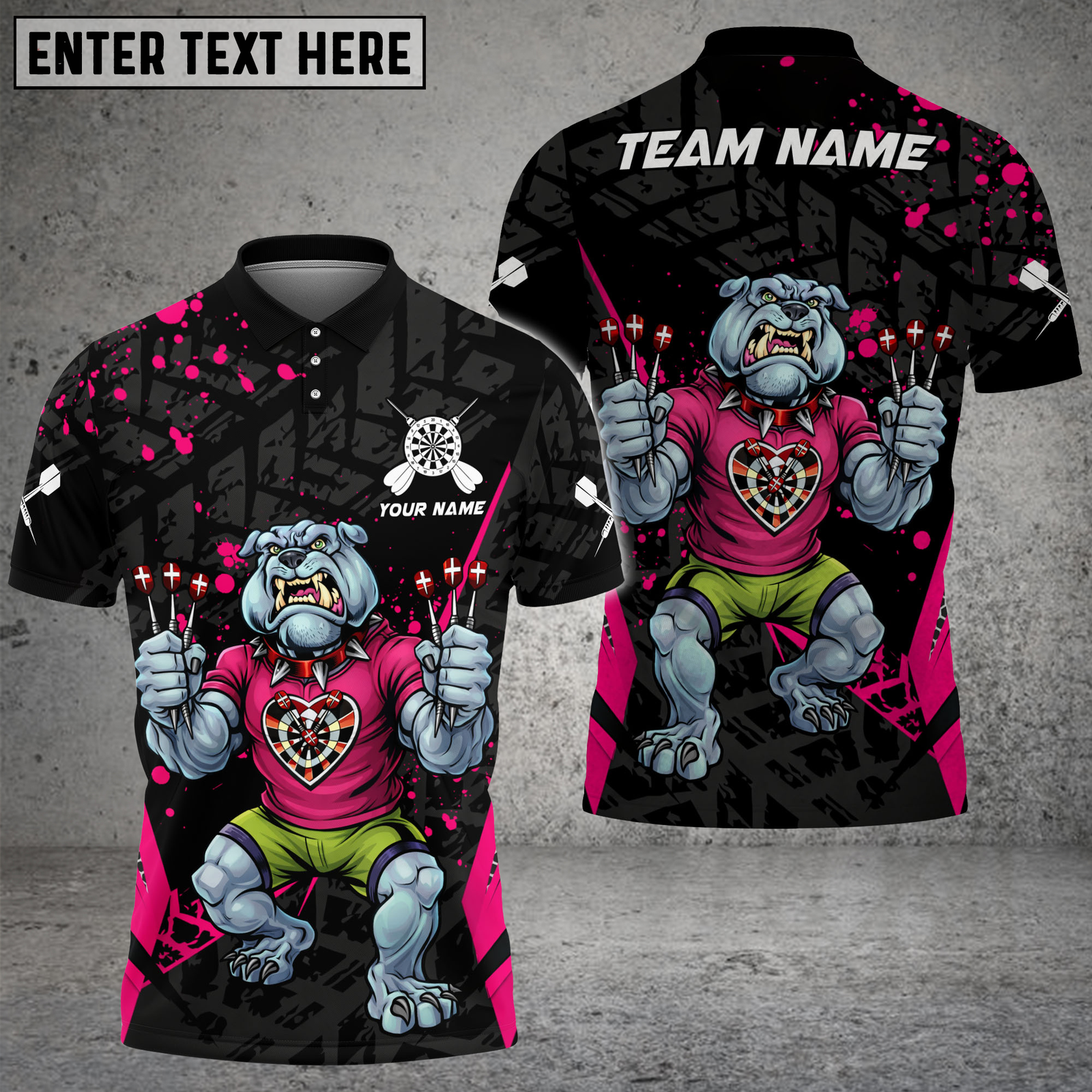 Blisscorners Bulldog Power Darts Mascot Multicolor Options Personalized Name, Team Name 3D Shirt (4 Colors)
