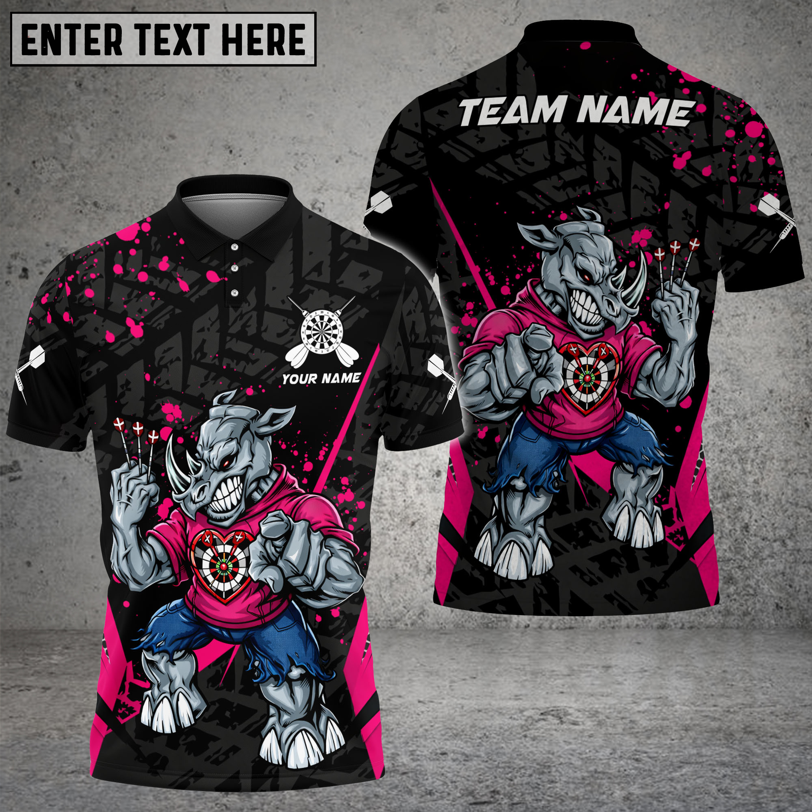 Blisscorners Rhino Strength Darts Warrior Multicolor Options Personalized Name, Team Name 3D Shirt (4 Colors)