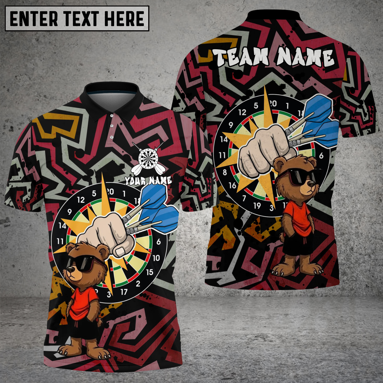 Blisscorners Bear Dart Cool Style Geometric Pattern Multicolor Options Personalized Name, Team Name 3D Shirt