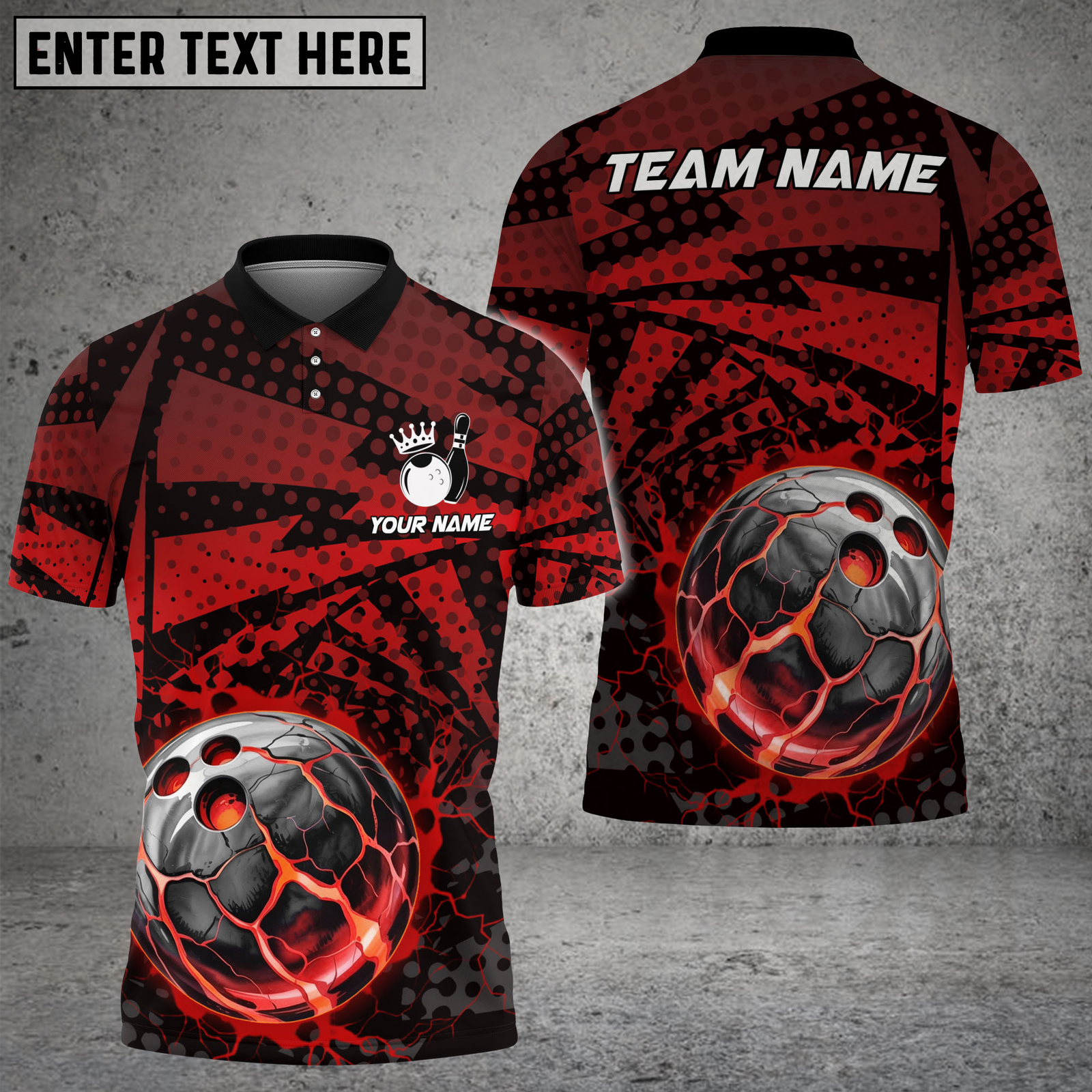 Blisscorners Bowling Ball Lava Explosion Red Cracked Orb Multicolor Options Personalized Name, Team Name 3D Shirt (4 Colors)
