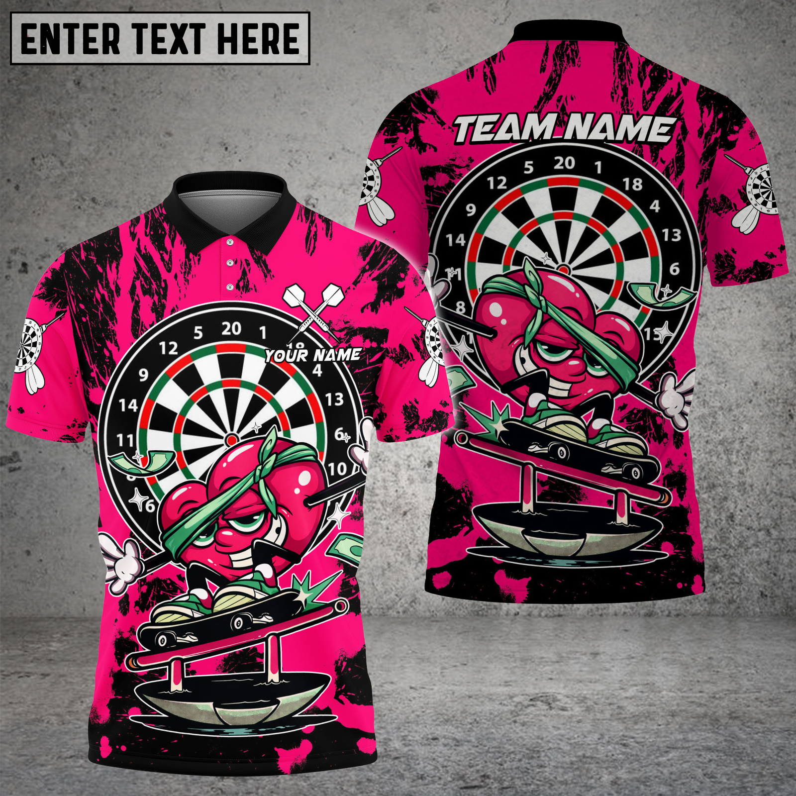 Blisscorners Valentine Darts Heart Ninja Love Strike Art Multicolor Options Personalized Name, Team Name 3D Shirt (4 Colors)