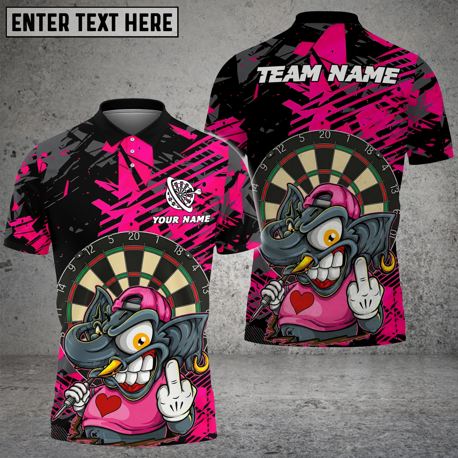 Blisscorners Darts Shirt Street Art Monster Character Dartboard Design Multicolor Options Personalized Name, Team Name 3D Shirt (4 Colors)