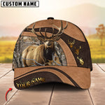 Blisscorners Golden Deer Hunting Realistic Buck Head Leather Pattern Personalized Name 3D Cap (6 Options)
