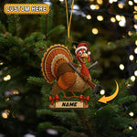 Blisscorners Turkey Hunter Christmas Funny Cartoon Ornament Personalized Name 2D Flat