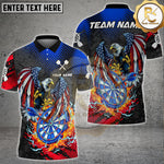 Blisscorners Patriotic Darts Distressed American Eagle Dartboard Splash Personalized Name, Team Name 3D Shirt