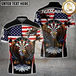 Blisscorners Patriotic Dart League USA Flag Eagle Target Dartboard Badge Personalized Name, Team Name 3D Shirt