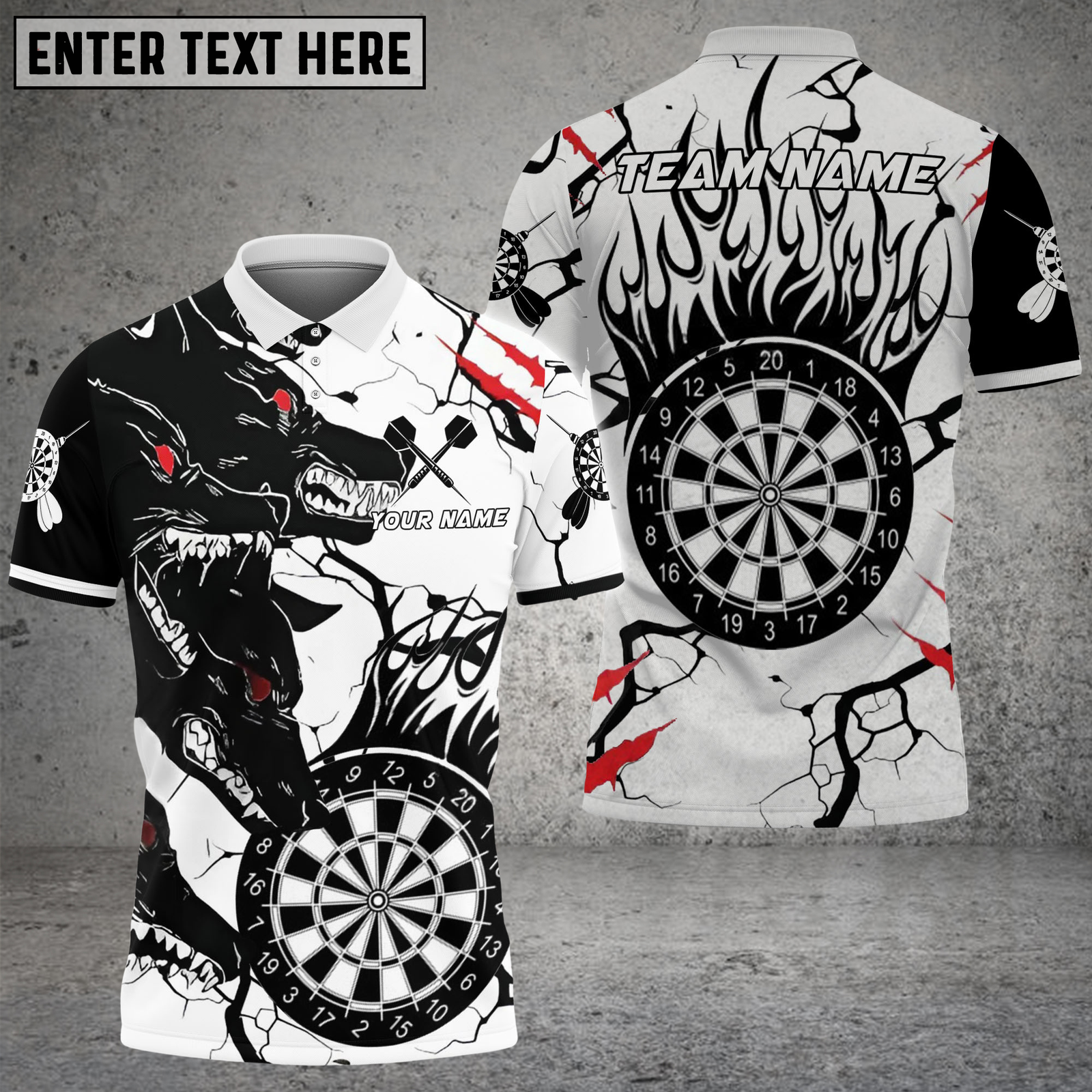 Blisscorners Wolf Darts Battle Design Multicolor Options Personalized Name, Team Name 3D Shirt (4 Colors)