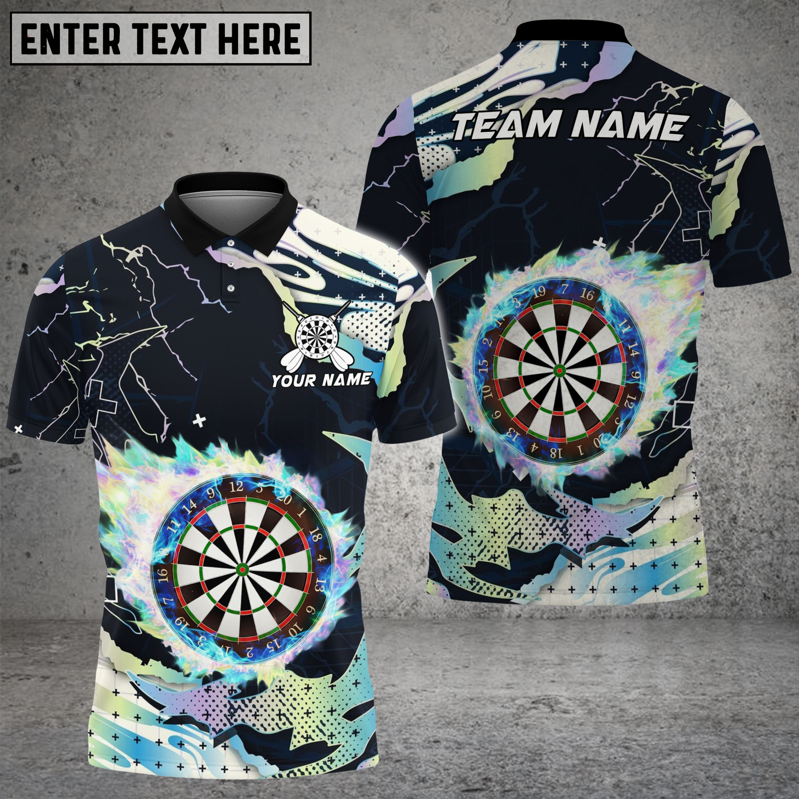 Blisscorners Darts Flaming Board Heat Effect Multicolor Options Personalized Name, Team Name 3D Shirt (4 Colors)