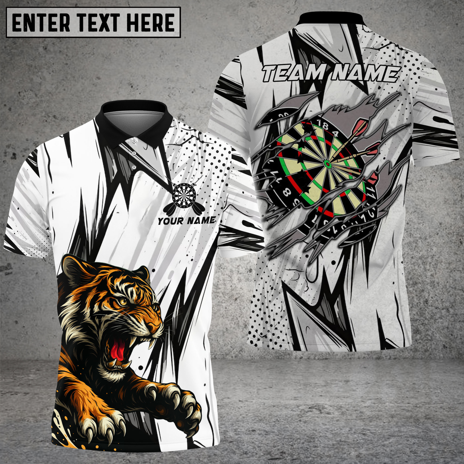 Blisscorners Darts Fierce Tiger Speed Burst Brush Multicolor Options Personalized Name, Team Name 3D Shirt (4 Colors)