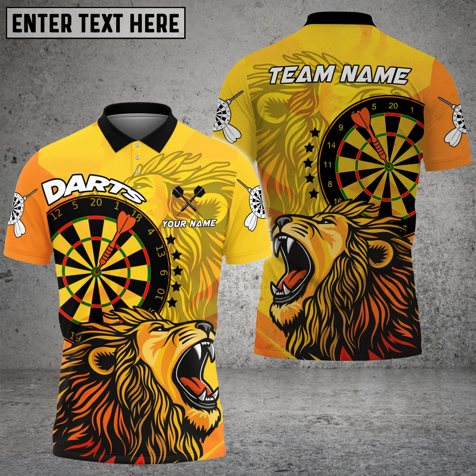 Blisscorners Darts Roaring Lion Dual Board Gradient Multicolor Options Personalized Name, Team Name 3D Shirt (4 Colors)