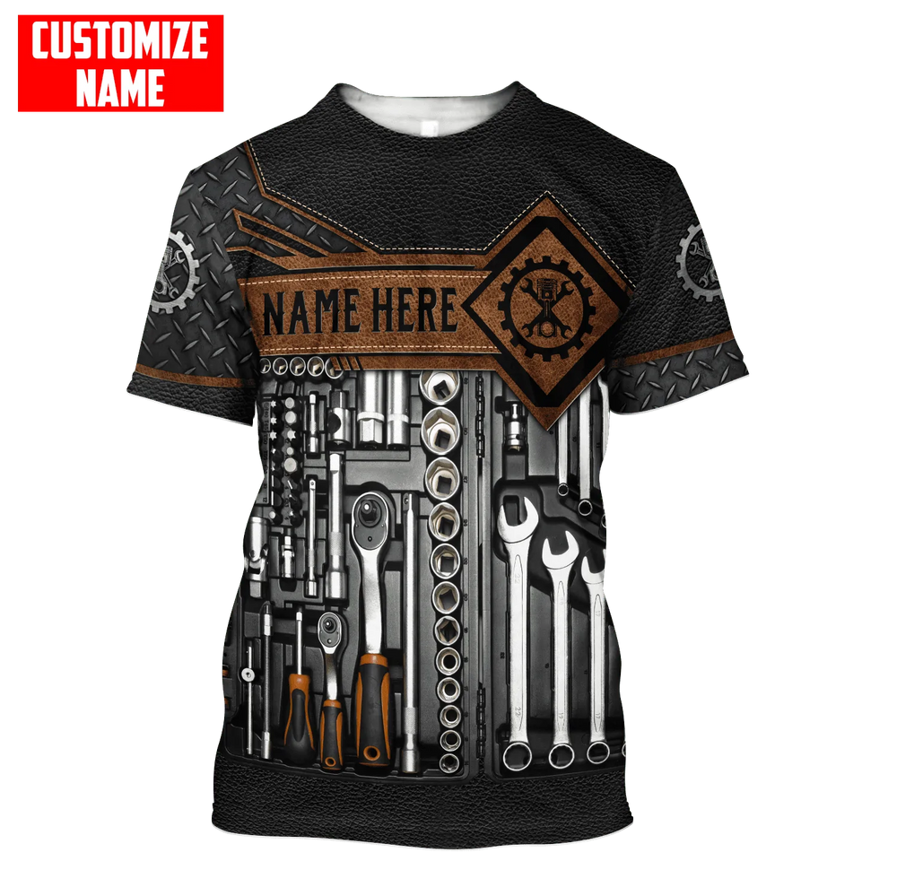 Blisscorners Custom Name Vintage Mechanic Shirt Mechanic Tool Unisex Printed T Shirt
