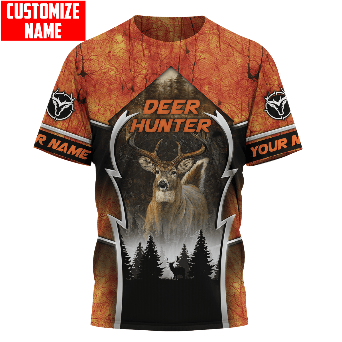 Blisscorners Personalized Deer Hunting Hunter Orange Camo 3D Shirts