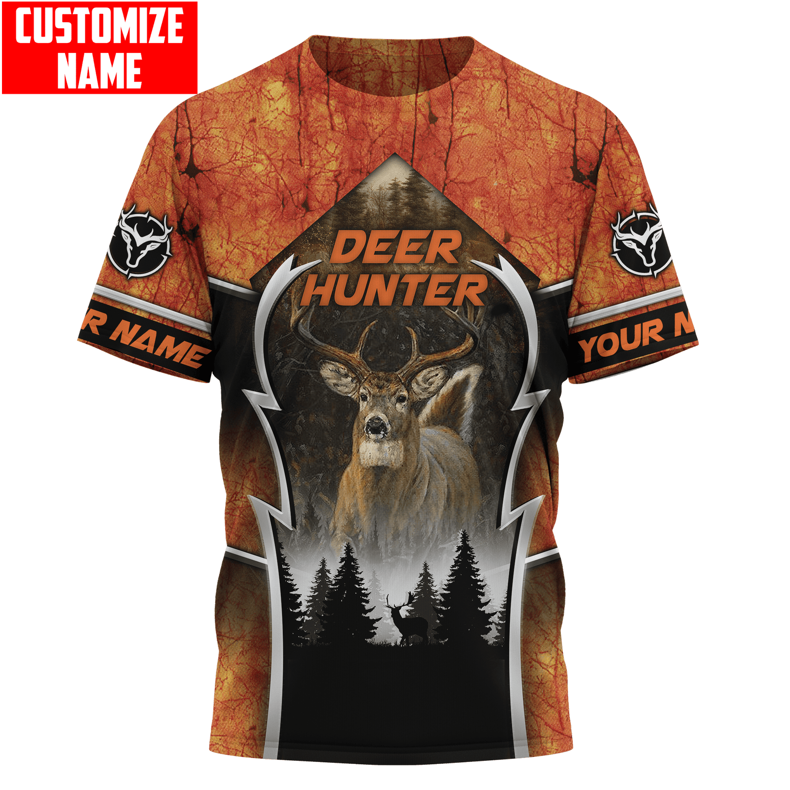 Blisscorners Personalized Deer Hunting Hunter Orange Camo 3D Shirts
