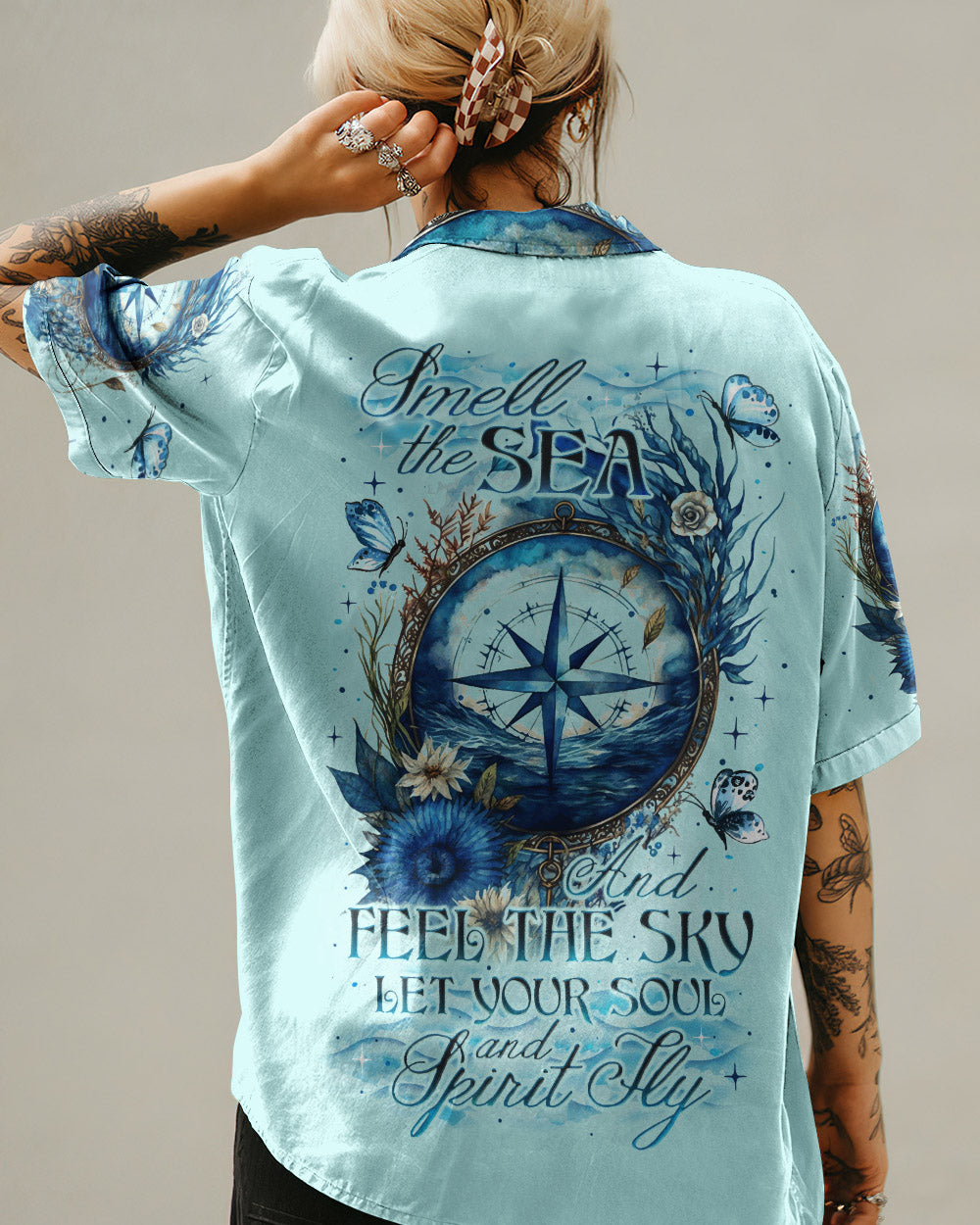 BLISSCORNERS SMELL THE SEA AND FEEL THE SKY HAWAIIAN SHIRT