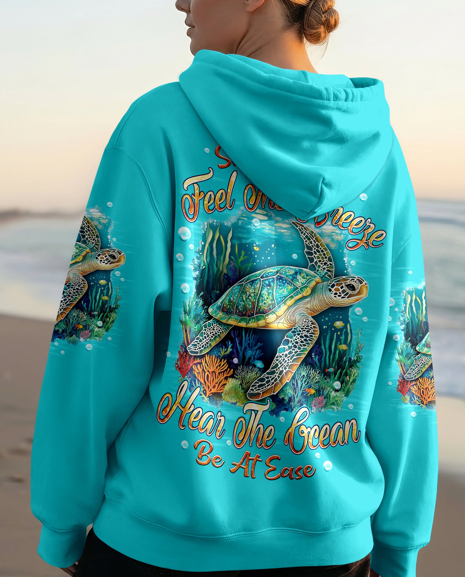 BLISSCORNERS SMELL THE SEA FEEL THE BREEZE TURTLE ALL OVER PRINT