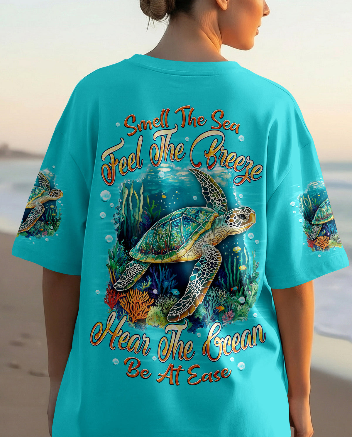 BLISSCORNERS SMELL THE SEA FEEL THE BREEZE TURTLE ALL OVER PRINT