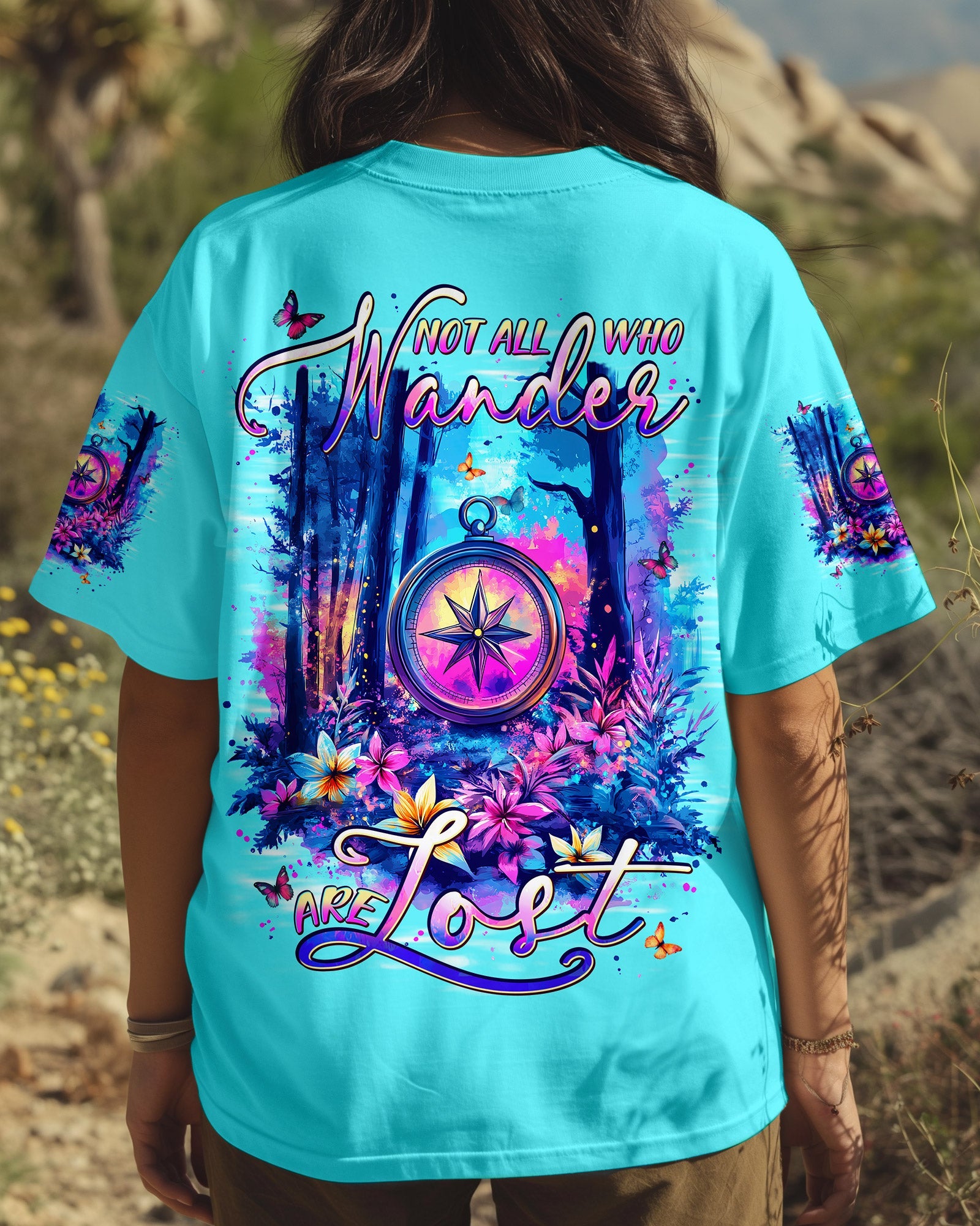 BLISSCORNERS NOT ALL WHO WANDER ARE LOST COMPASS ALL OVER PRINT