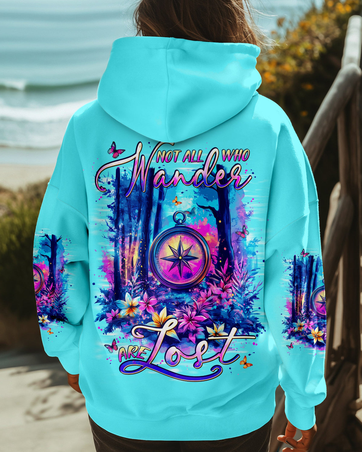 BLISSCORNERS NOT ALL WHO WANDER ARE LOST COMPASS ALL OVER PRINT