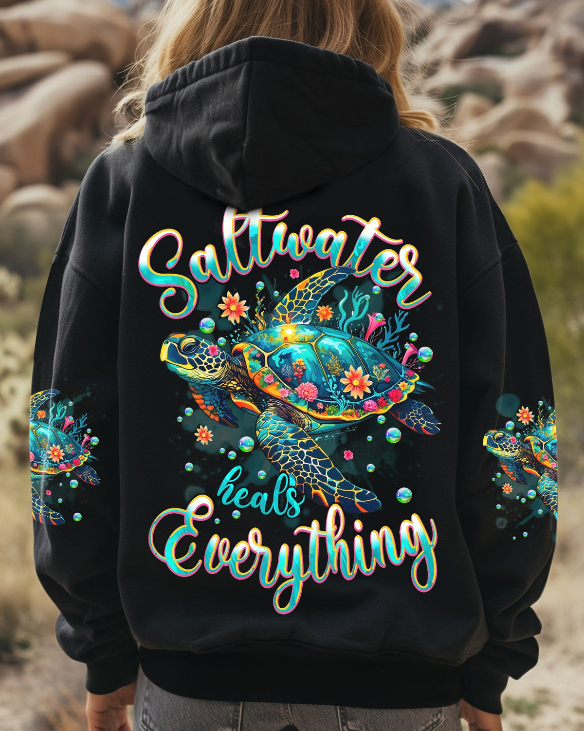 BLISSCORNERS SALTWATER HEALS EVERYTHING TURTLE ALL OVER PRINT