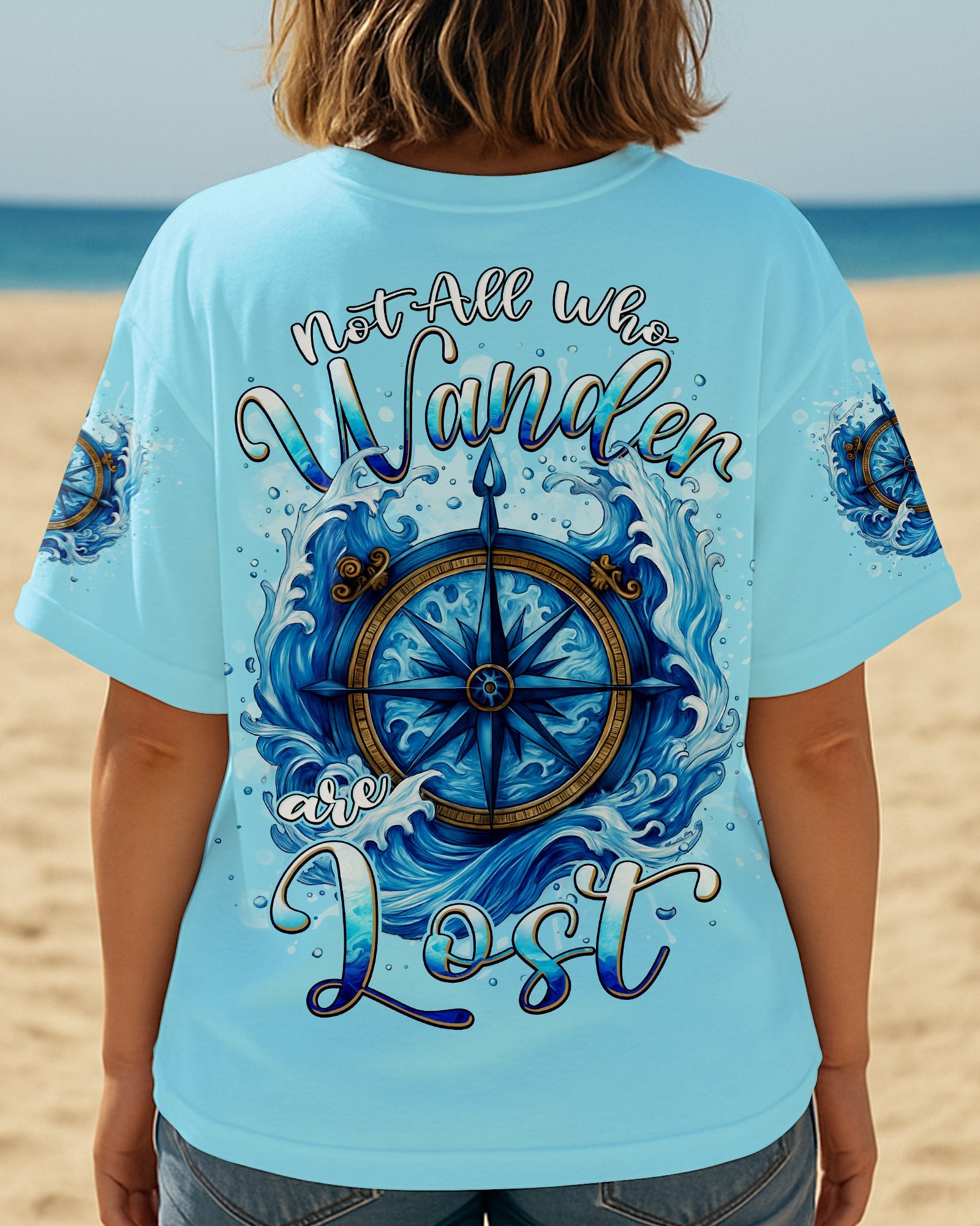 BLISSCORNERS NOT ALL WHO WANDER ARE LOST COMPASS ALL OVER PRINT